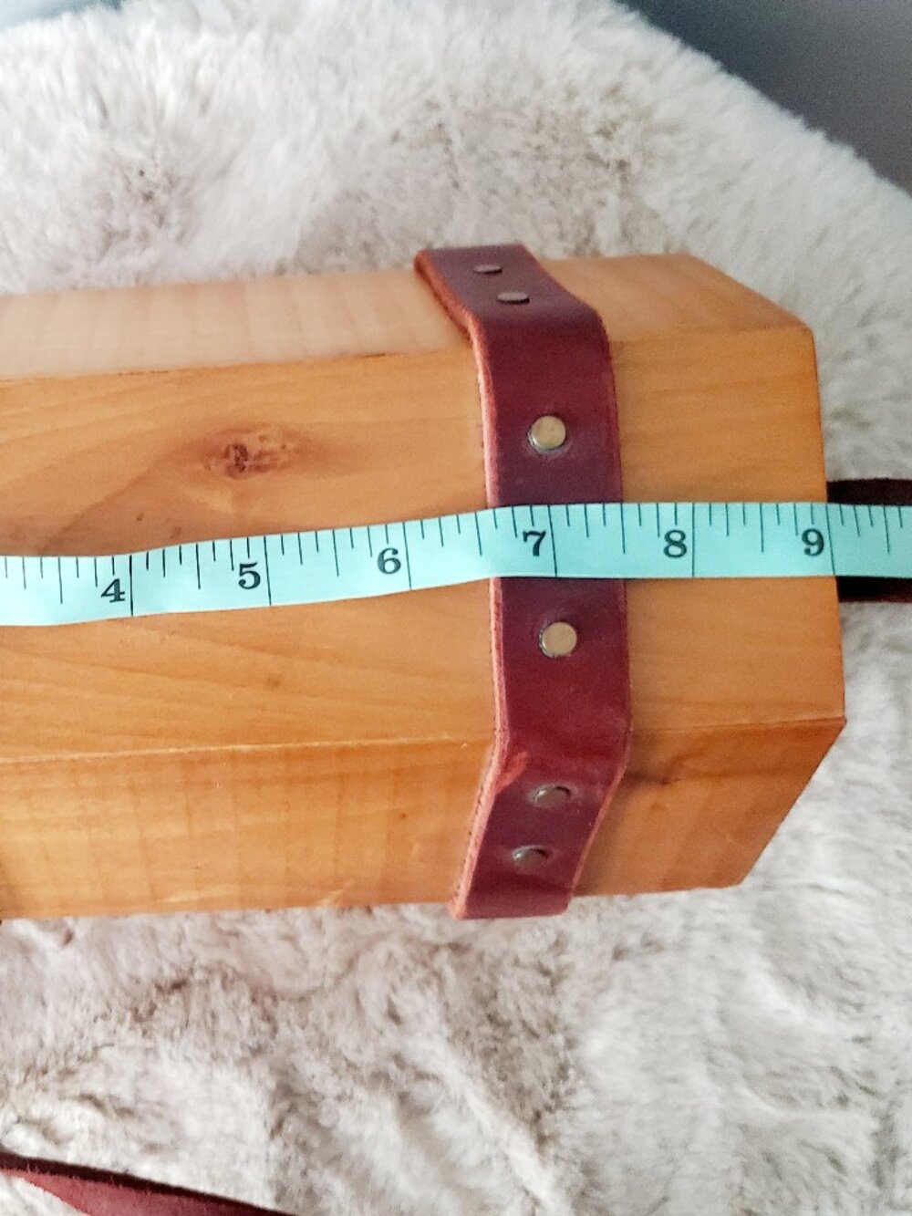 Vintage Handmade Wooden Box Purse Boho Artisan Leather Strap Bag Rustic Cottage - Picture 11 of 16